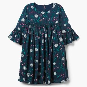 EUC navy floral dress with bell sleeves